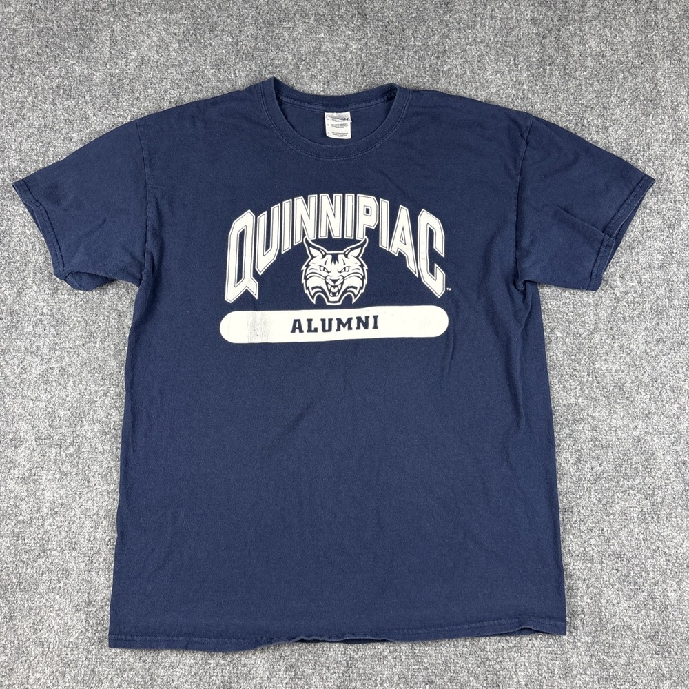 Gildan Quinnipiac University Alumni Bobcats T-Shirt Mens Large L Navy Blue